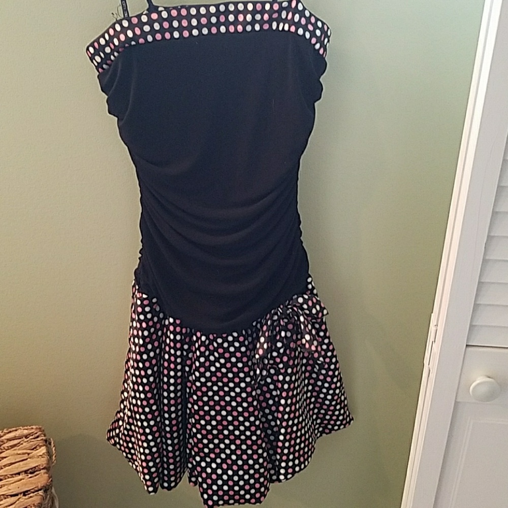 Ruched, polka dot dress